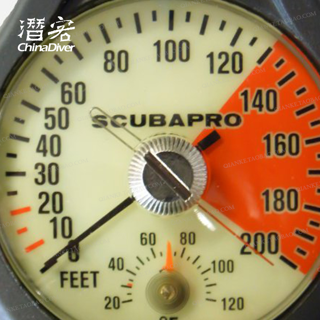 Scubapro Depth Gauge 腕式潜水深度表机械夜光刻度内置温度60米 - 图1