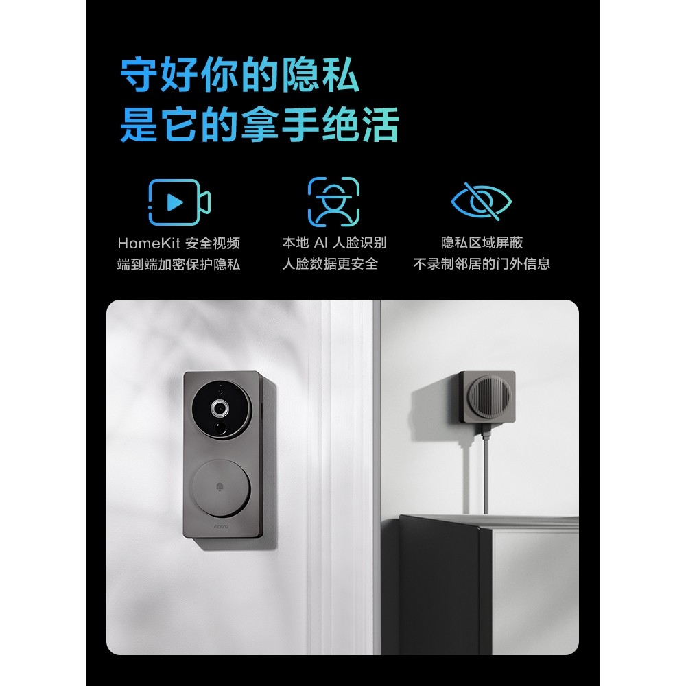 Aqara绿米智能可视门铃G4摄像头人脸电子猫眼监控家居旗舰HomeKit,淘宝优惠券,粉丝福利购,淘宝优惠卷