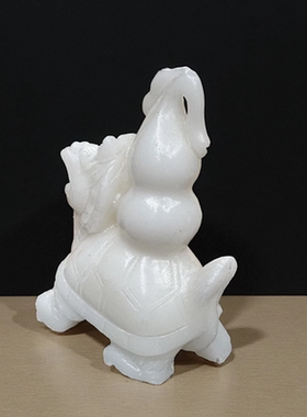 天然玉石白玉葫芦龙龟摆件招财