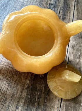 天然玉石茶具米黄玉套装摆件客厅