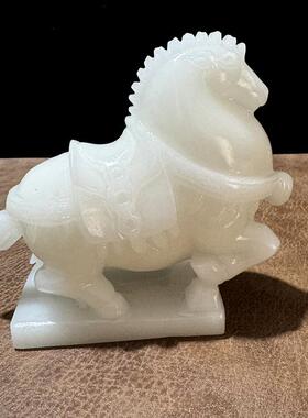 天然玉石唐马摆件祝福送礼马鞍马