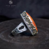 Old chalcedony ring 925 sterling silver hand-inlaid hand-made domineering Tibetan heavy industry silver thick silk wrapped unique product