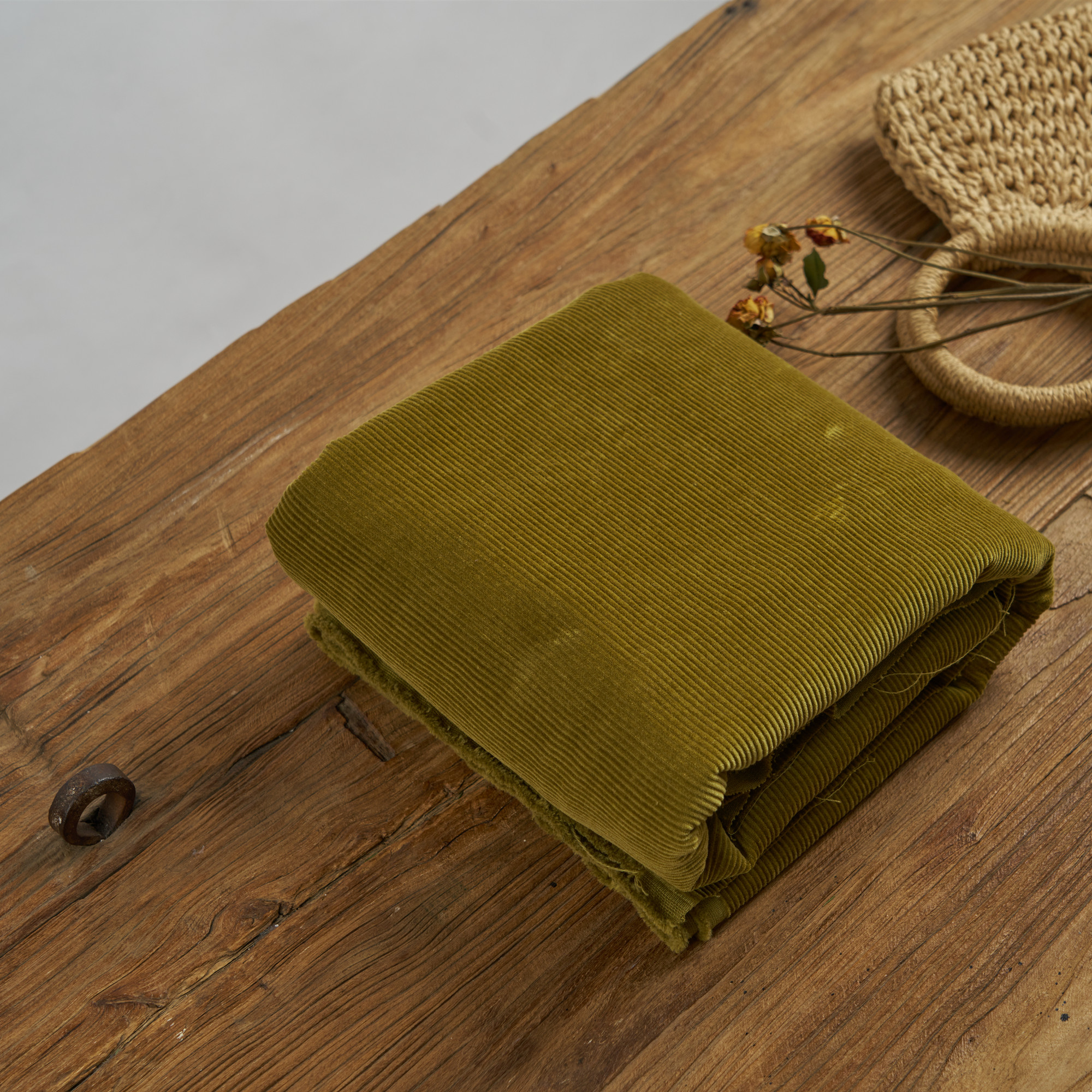 【鳄梨绿】秋冬加厚高密砂洗全棉灯芯绒衬衫裤子风衣外套服装面料 - 图2