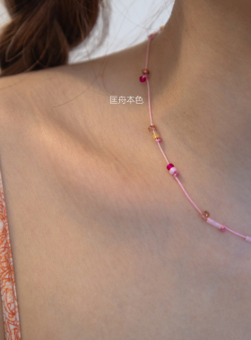 法式少女复古水晶锁骨链