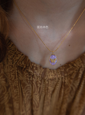 匡舟本色 法式复古巴洛克立体浮雕梦幻少女蝴蝶 锁骨颈链钛钢项链