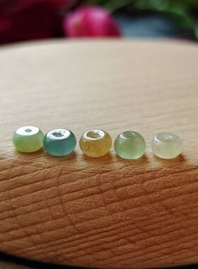 A货玉石珠子散珠diy配件手工编织挂链蓝水冰种冰黄冰蓝算盘珠