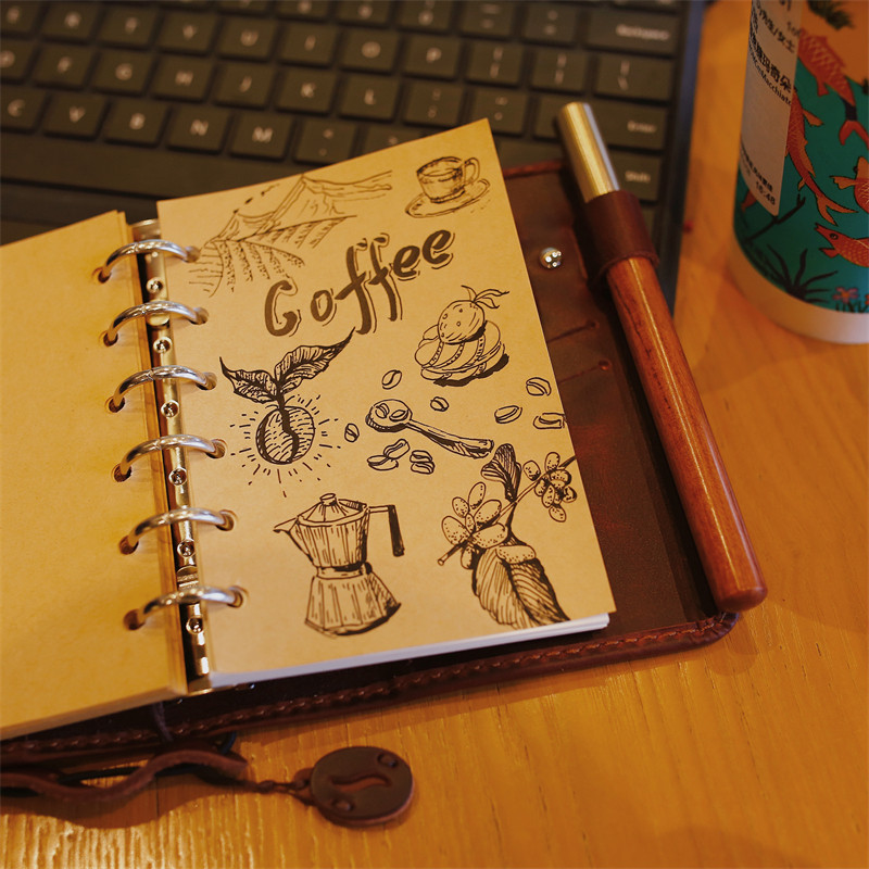 原创新品手冲咖啡a7活页m5手账本真皮旅行办公笔记本A6多功能本子,淘宝优惠券,粉丝福利购,淘宝优惠卷