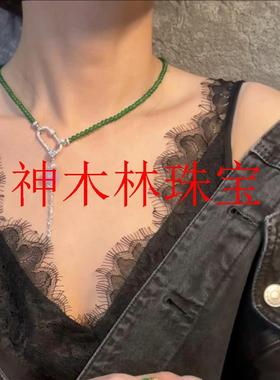 缅甸新中式翡翠色小圆珠子项链轻奢小众设计感新款爆款高级锁骨链