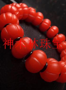甄选保山南红玛瑙手链手串南瓜珠金刚珠满色满肉柿子红男女款单圈
