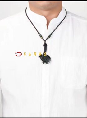 新疆和田玉斧头玉石吊坠青玉石细料府上有龙玉挂件男款护身符饰品