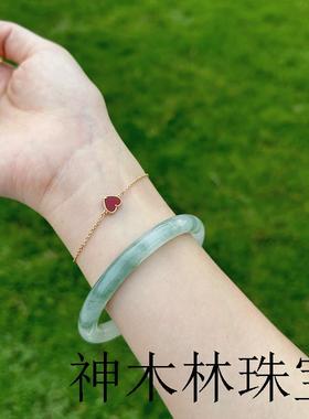 不知春天然新疆天山翠手镯女冰种飘花正圈玉镯美人镯翡翠镯子证书