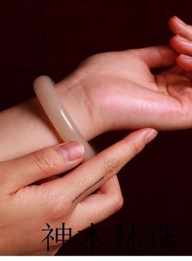 收藏级精品新疆和田玉青海料藕粉手镯胖圆条轮胎玉手镯高级感女款