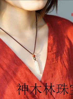 高端新疆和田玉文昌笔吊坠文昌塔玉石白玉项链饰品挂件精品百搭款