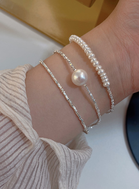 高配纯银正圆淡水爱迪生珍珠手链