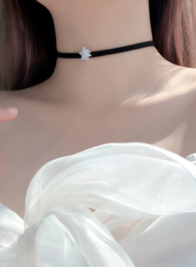 S925纯银雪冰花choker项圈项链女款脖子饰品锁骨链短款颈带颈链潮