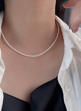 纯银澳白色强光珍珠项链baby珠