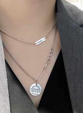 笑脸项链泰银方牌simle女小众