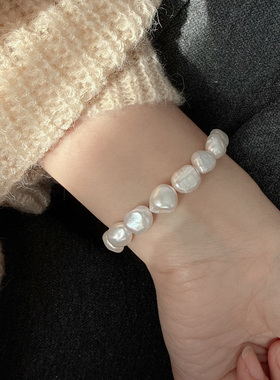 强光巴洛克淡水珍珠手链轻奢精致