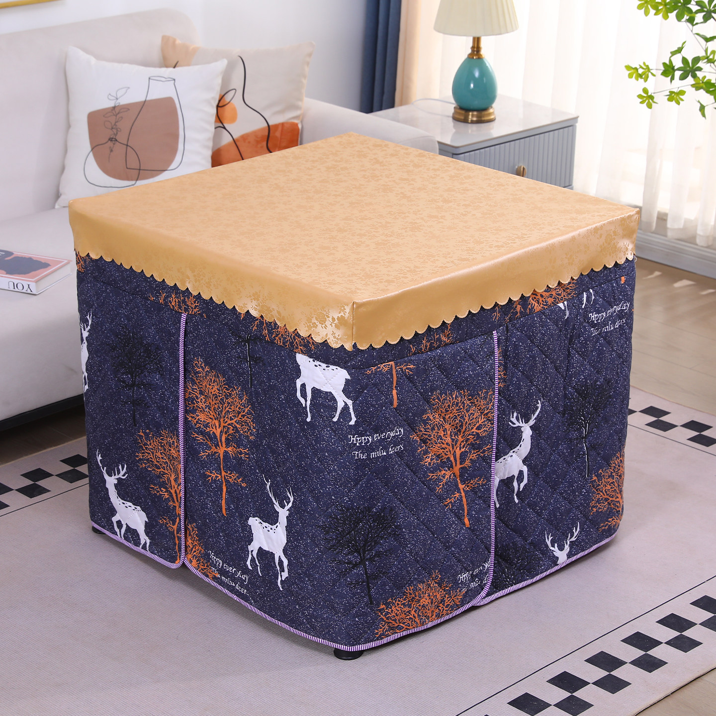 烤火罩子冬季家用加厚加绒2026新款电暖炉桌正方形取暖烤火被套子,淘宝优惠券,粉丝福利购,淘宝优惠卷