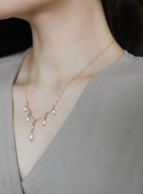 原创设计 美国14k包金保色淡水珍珠项链锁骨链 宫廷轻奢气质