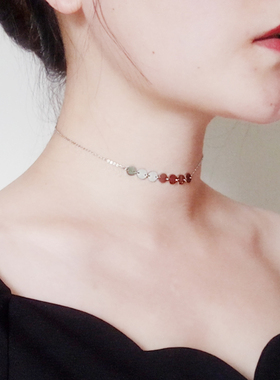 圆片几何短项链choker钛钢材质