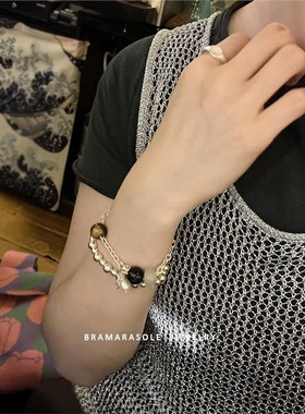 重工老钱风双层手链女高级感天然银河玛瑙手串手饰