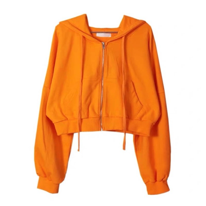 Reyna网红纯色拉链运动卫衣女 短款宽松跑步开衫连帽健身外套罩衫,淘宝优惠券,粉丝福利购,淘宝优惠卷