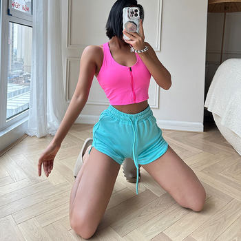 Reyna Fitness Shorts Wide Leg Shorts Thin Solid Color High Waist Casual Home A-Line Hot Pants Summer Women