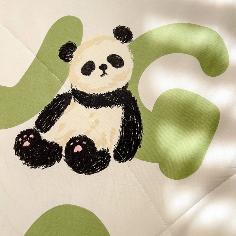 可爱绿字母熊猫纯棉夏被冰豆豆被夏天夏凉被可机洗薄被儿童空调被 - 图2