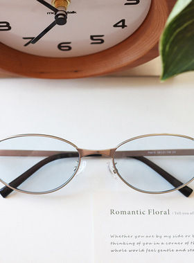 美式复古猫眼椭圆墨镜女Y2K街拍金属时尚防紫外线太阳眼镜男