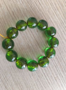 中东蜜蜡绿晶爆芯圆珠16mm手串小手围16cm