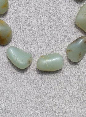 和田玉籽料原石手链青白玉黄皮