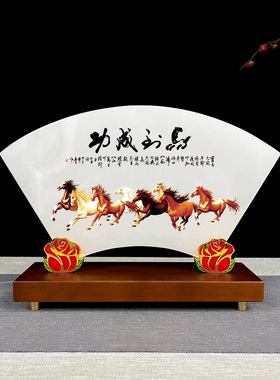 天然玉石屏风客厅办公室摆件招财