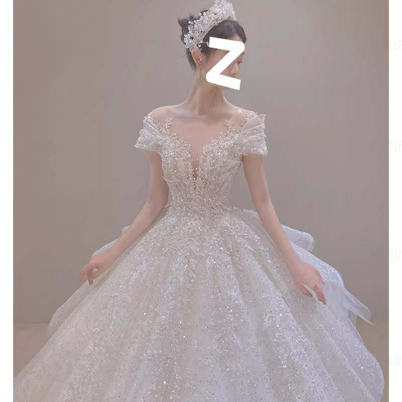 一字肩主婚纱2025新款新娘大拖尾小个子奢华星空重工在逃公主礼服,淘宝优惠券,粉丝福利购,淘宝优惠卷