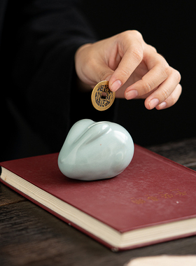 汝窑摆件兔年新品有钱兔