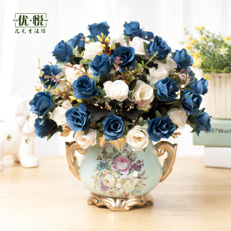 欧式假花餐桌上的装饰花花卉 花瓶 热品库 性价比省钱购