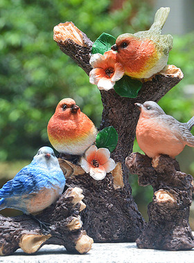 仿真庭院盆景鸟类美陈树脂工艺品