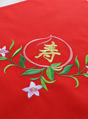 纯棉电脑绣花中式国风寿字生日喜庆祝福手帕
