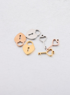 diy镜面钥匙同心锁饰品配件项链