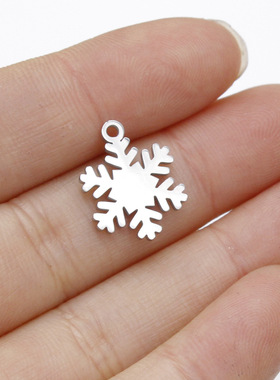 diy镜面钛钢圣诞节礼物雪花吊坠