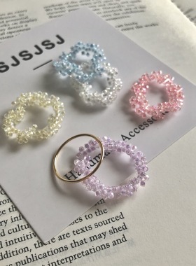 甜美少女日韩风串珠戒子