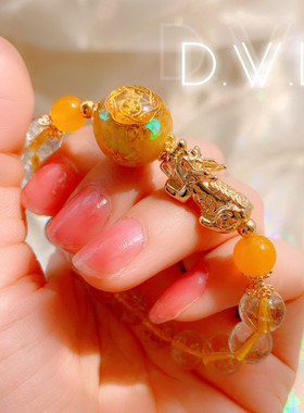 招财聚财发晶水晶貔貅手链手镯女