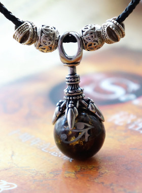 荷鲁斯之眼项链守护黑曜石吊坠