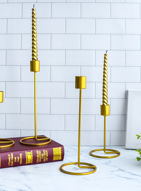 美式装饰金属烛台摆件蜡烛道具