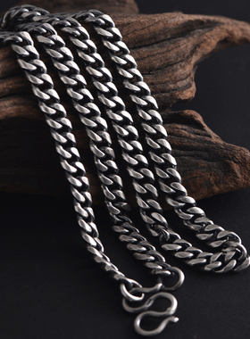 上尊足银男士项链扁银链