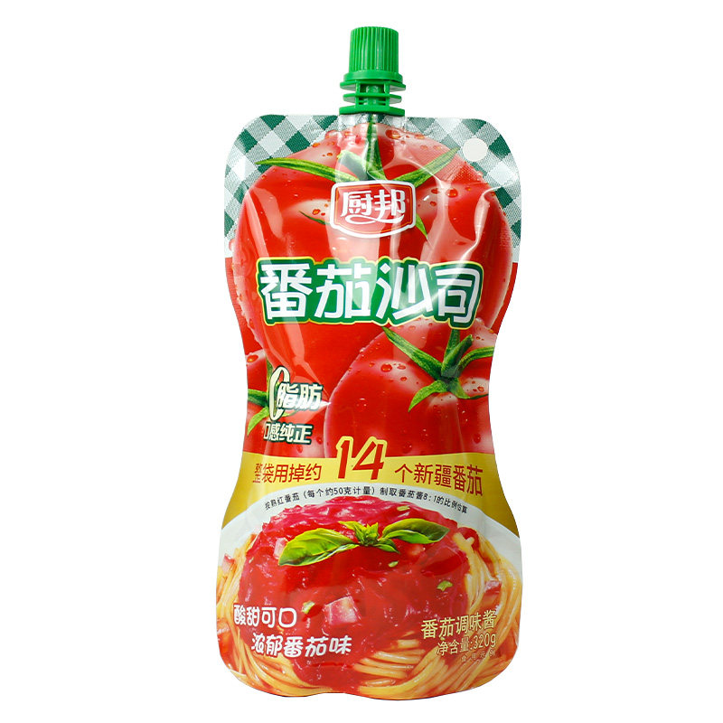 厨邦番茄沙司320g包邮酸甜味挤挤袋装番茄蘸酱手抓饼意面调味酱,淘宝优惠券,粉丝福利购,淘宝优惠卷