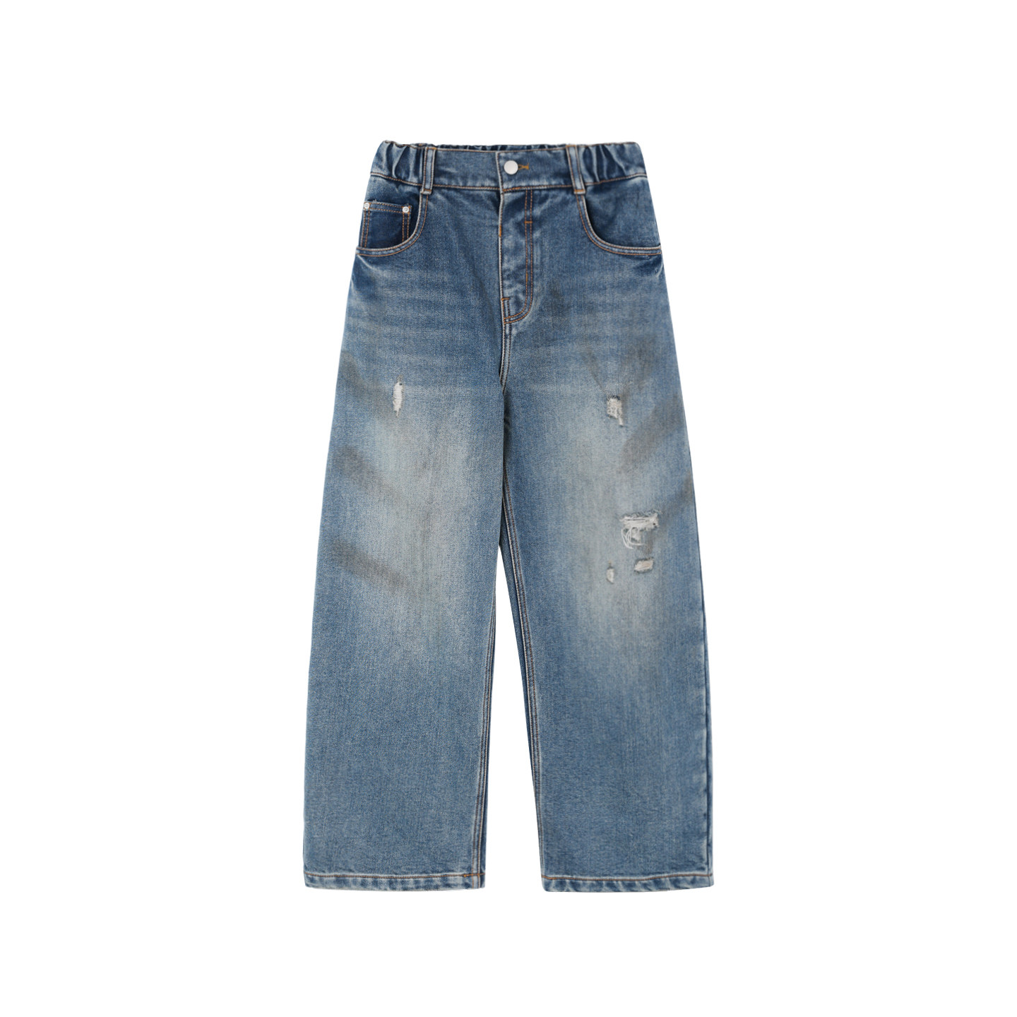 LEOHAPPY女童牛仔裤2025新款儿童裤子秋冬植绒亲子破洞直筒休闲裤,淘宝优惠券,粉丝福利购,淘宝优惠卷