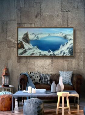 纯手绘油画长白山天池吉林油画