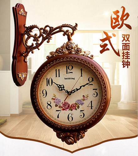 海之星双面挂钟 欧式现代豪华钟表 大号创意时尚静音墙钟客厅包邮 - 图3