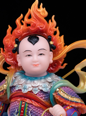 汉白玉哪吒三太子供奉神像摆件